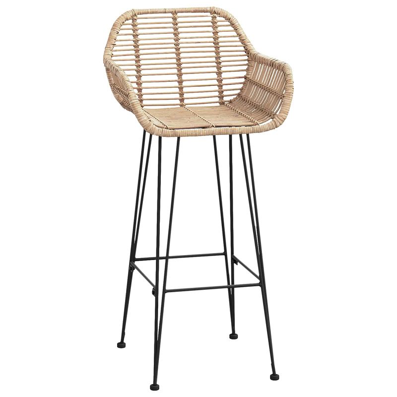 Casa si Gradina - Mobilier - Scaune si fotolii - Scaune - Scaun Bar 2 pcs natural 55 x 52 x 92 cm Ratan si Fier - Infinity.ro