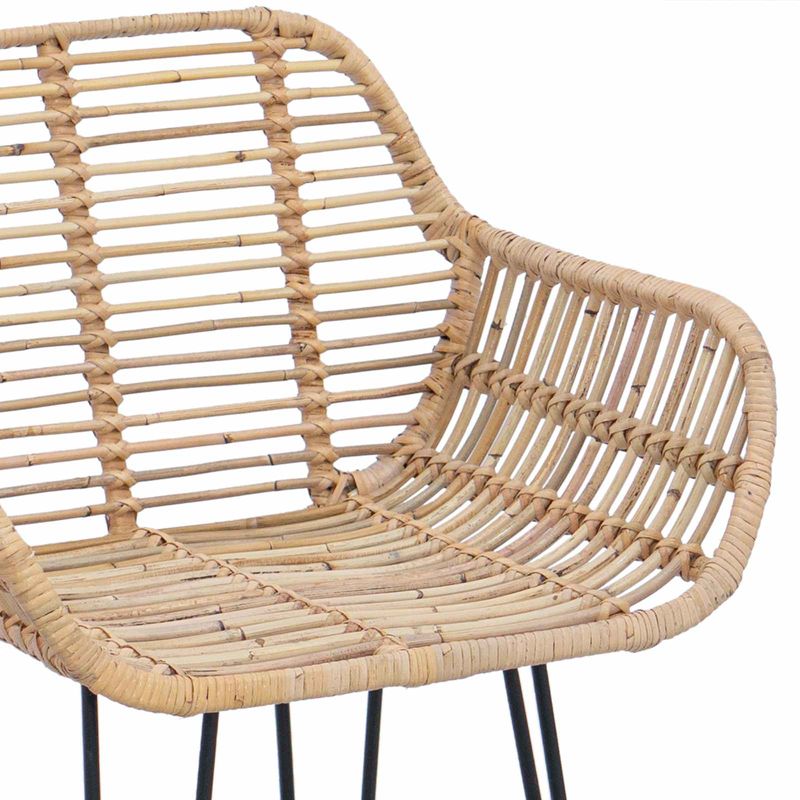 Casa si Gradina - Mobilier - Scaune si fotolii - Scaune - Scaun Bar 2 pcs natural 55 x 52 x 92 cm Ratan si Fier - Infinity.ro