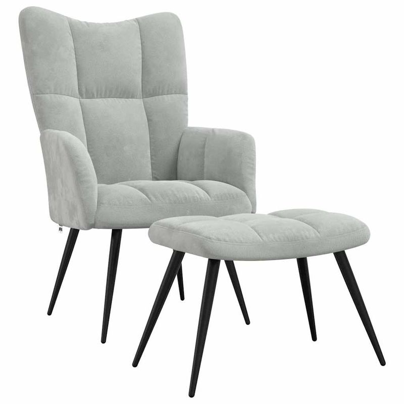 Casa si Gradina - Mobilier - Scaune si fotolii - Fotolii - Fotoliu Relaxant cu Taburet 2 pcs Gri deschis Catifea - Infinity.ro