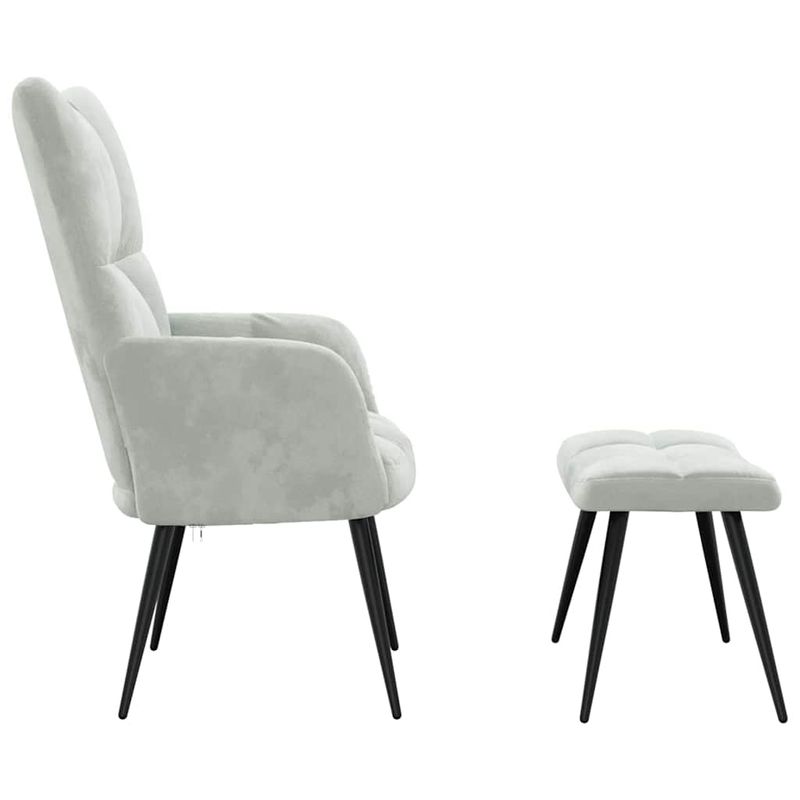 Casa si Gradina - Mobilier - Scaune si fotolii - Fotolii - Fotoliu Relaxant cu Taburet 2 pcs Gri deschis Catifea - Infinity.ro