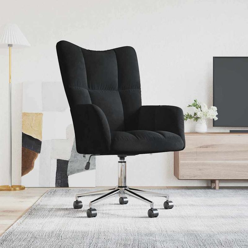 Casa si Gradina - Mobilier - Scaune si fotolii - Fotolii - Fotoliu de relaxare cu roti Negru 62 x 68,5 x 105 cm Catifea - Infinity.ro