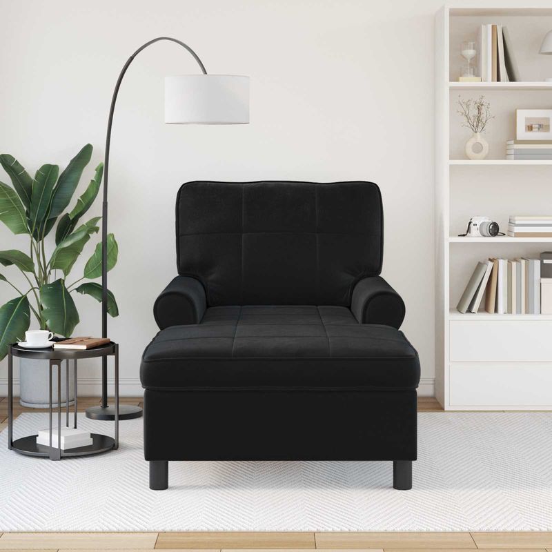 Casa si Gradina - Mobilier - Scaune si fotolii - Fotolii - Sezlong de relaxare cu perna Negru 91 x 157 x 91 cm Catifea - Infinity.ro