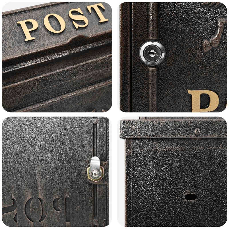 Casa si Gradina - Constructii - Depozitare, transport si protectie - Cutii postale - Cutie Postala Montata pe Perete Bronz 29 x 13 x 41 cm - Infinity.ro