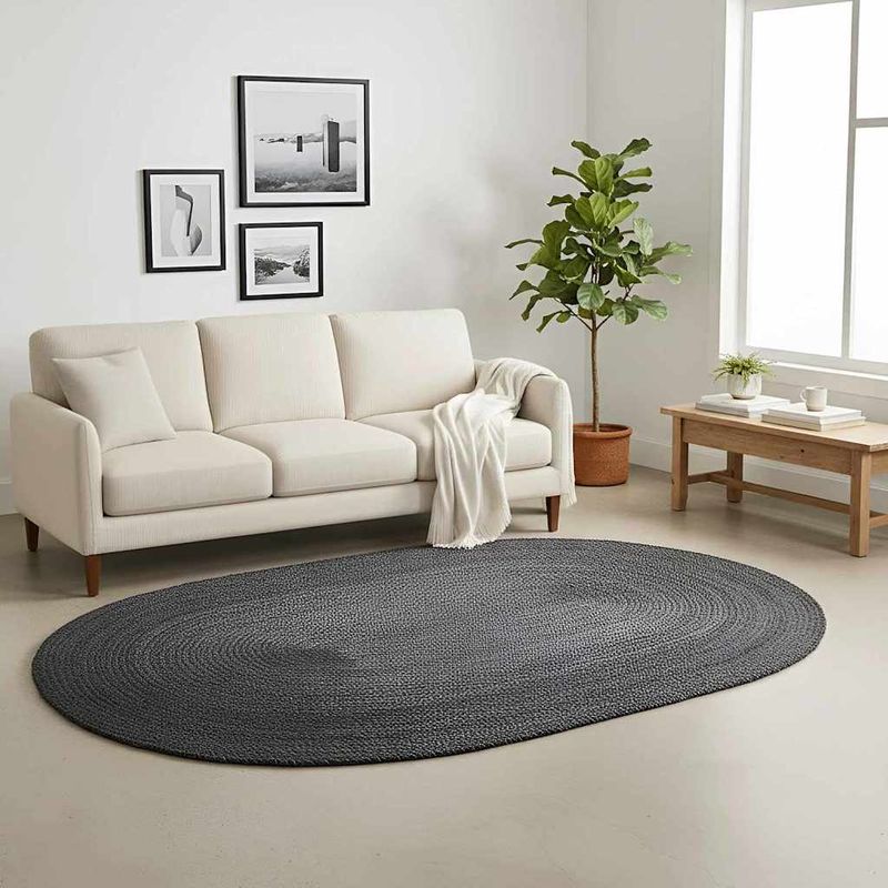 Casa si Gradina - Textile si covoare - Covoare - Covoare casa - Covor Natural si Negru 300 x 300 cm Iuta - Infinity.ro