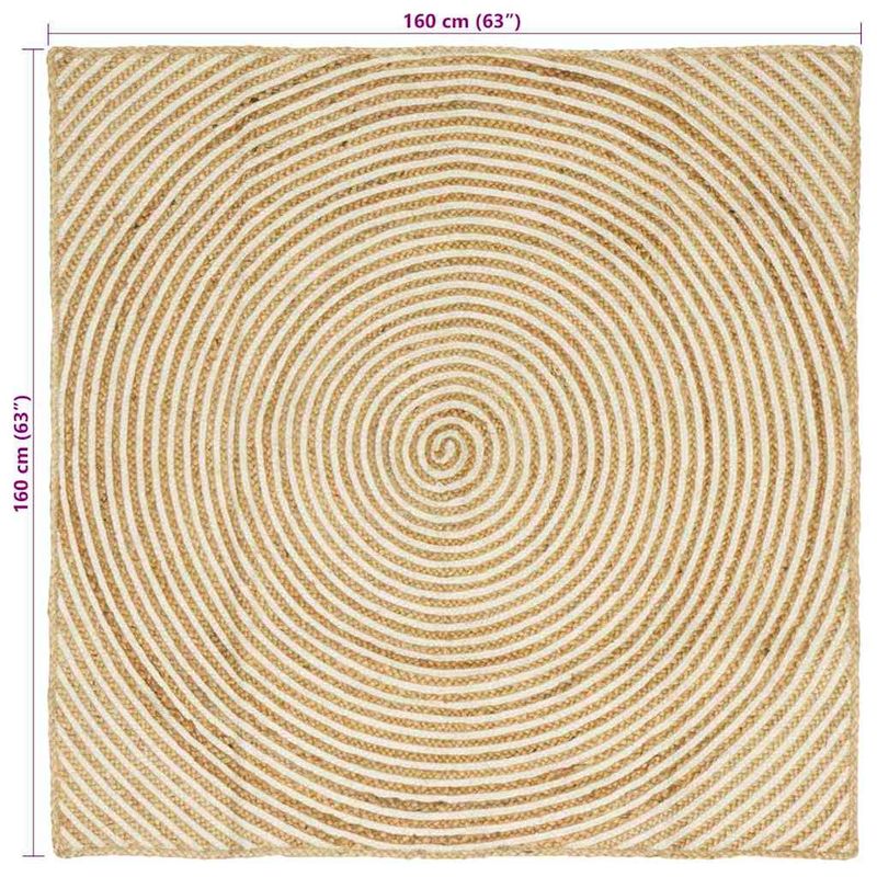 Casa si Gradina - Textile si covoare - Covoare - Covoare casa - Covor Natural si Alb 160 x 160 cm Iuta - Infinity.ro