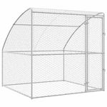 Petshop - Accesorii petshop - Culcusuri si custi - Custi interior si exterior - Cusca pentru caini cu depozitare Argintiu 2 x 2 x 2 m Otel - Infinity.ro