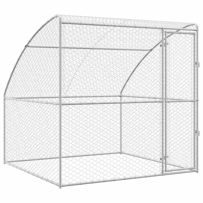 Petshop - Accesorii petshop - Culcusuri si custi - Custi interior si exterior - Cusca pentru caini cu depozitare Argintiu 2 x 2 x 2 m Otel - Infinity.ro
