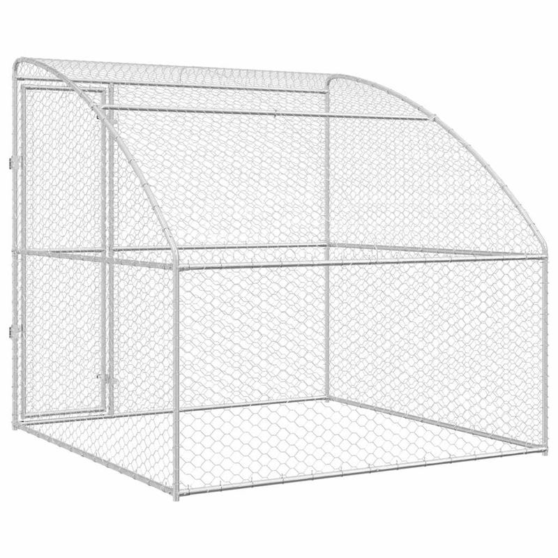 Petshop - Accesorii petshop - Culcusuri si custi - Custi interior si exterior - Cusca pentru caini cu depozitare Argintiu 2 x 2 x 2 m Otel - Infinity.ro