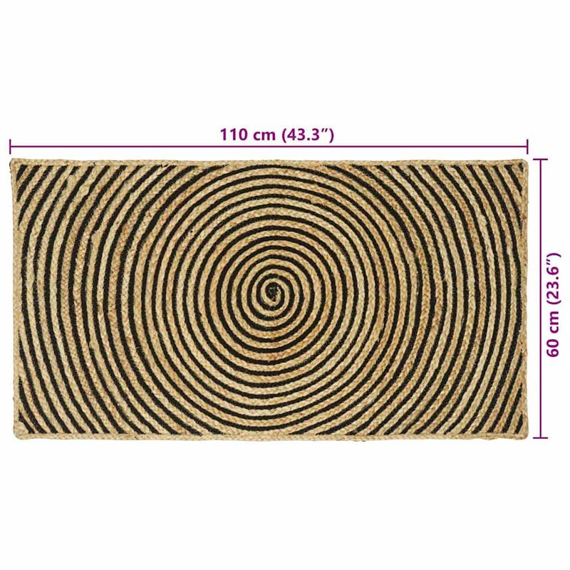 Casa si Gradina - Textile si covoare - Covoare - Covoare casa - Covor Natural si Negru 60 x 110 cm Iuta - Infinity.ro
