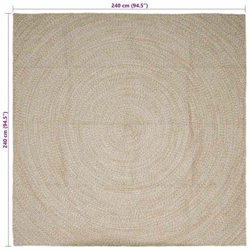Casa si Gradina - Textile si covoare - Covoare - Covoare casa - Covor Natural si Alb 240 x 240 cm Iuta - Infinity.ro