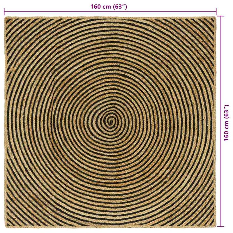 Casa si Gradina - Textile si covoare - Covoare - Covoare casa - Covor Natural si Negru 160 x 160 cm Iuta - Infinity.ro