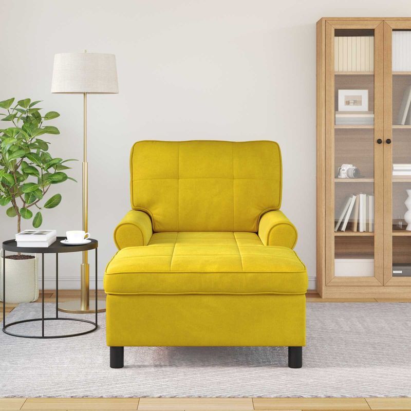Casa si Gradina - Mobilier - Scaune si fotolii - Fotolii - Sezlong de relaxare cu perna Galben 91 x 157 x 91 cm Catifea - Infinity.ro