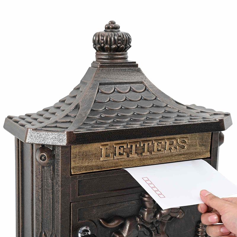 Casa si Gradina - Constructii - Depozitare, transport si protectie - Cutii postale - Cutie Postala Montata pe Perete Bronz 40,5 x 15,5 x 44 cm - Infinity.ro