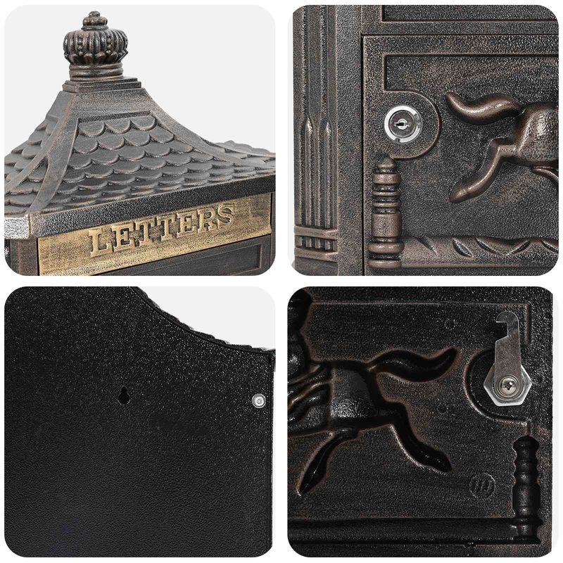 Casa si Gradina - Constructii - Depozitare, transport si protectie - Cutii postale - Cutie Postala Montata pe Perete Bronz 40,5 x 15,5 x 44 cm - Infinity.ro
