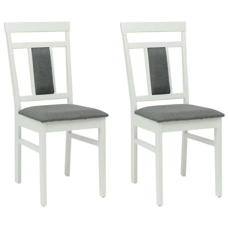 Casa si Gradina - Mobilier - Scaune si fotolii - Scaune - Scaun de sufragerie 2 pcs Alb si gri Lemn Solid de Cauciuc - Infinity.ro