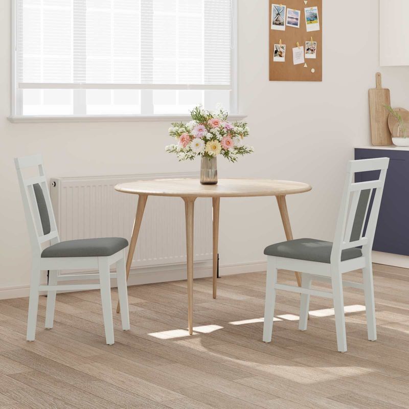 Casa si Gradina - Mobilier - Scaune si fotolii - Scaune - Scaun de sufragerie 2 pcs Alb si gri Lemn Solid de Cauciuc - Infinity.ro