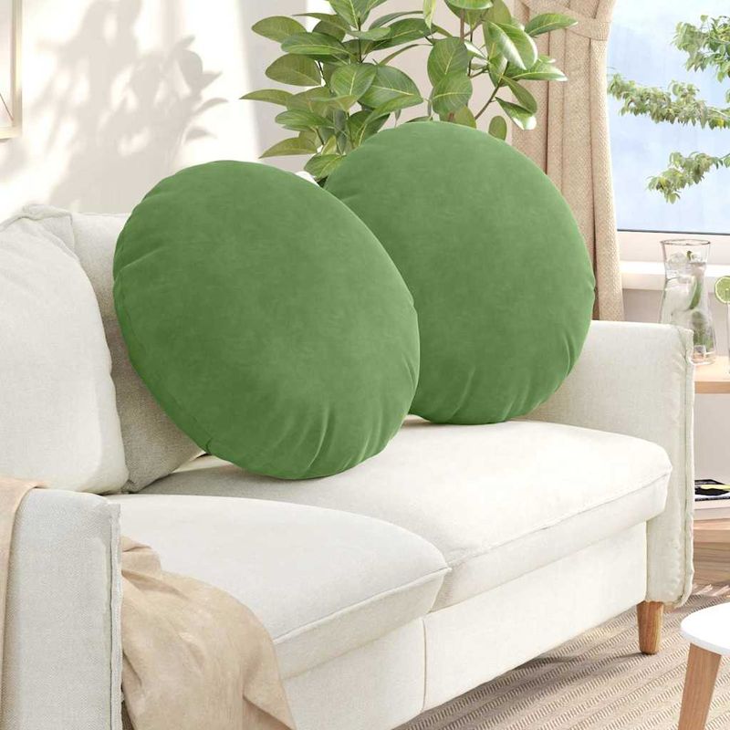 Casa si Gradina - Textile si covoare - Perne si pilote - Perne decorative - Perne de Sezut 2 pcs Verde deschis Ø 40 x 13 cm Catifea - Infinity.ro