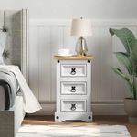 Casa si Gradina - Mobilier - Comode si corpuri - Noptiere - Noptiera cu sertar Alb 35 x 32,5 x 58 cm Lemn de pin masiv - Infinity.ro