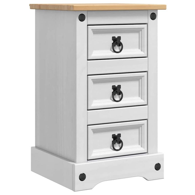 Casa si Gradina - Mobilier - Comode si corpuri - Noptiere - Noptiera cu sertar Alb 35 x 32,5 x 58 cm Lemn de pin masiv - Infinity.ro