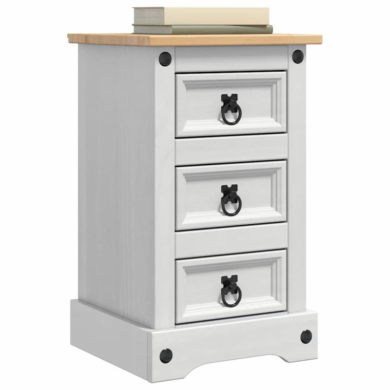 Casa si Gradina - Mobilier - Comode si corpuri - Noptiere - Noptiera cu sertar Alb 35 x 32,5 x 58 cm Lemn de pin masiv - Infinity.ro