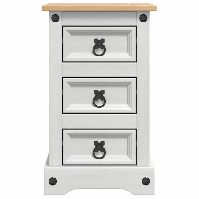 Casa si Gradina - Mobilier - Comode si corpuri - Noptiere - Noptiera cu sertar Alb 35 x 32,5 x 58 cm Lemn de pin masiv - Infinity.ro