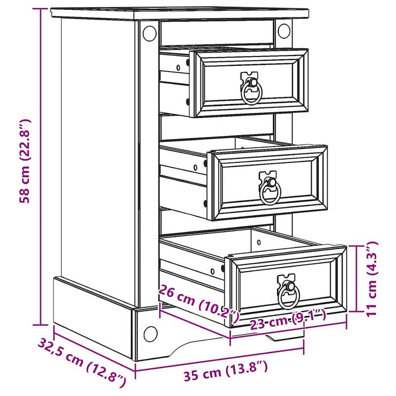 Casa si Gradina - Mobilier - Comode si corpuri - Noptiere - Noptiera cu sertar Alb 35 x 32,5 x 58 cm Lemn de pin masiv - Infinity.ro