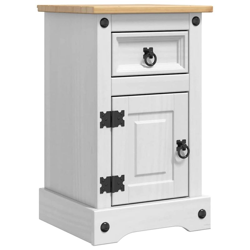 Casa si Gradina - Mobilier - Comode si corpuri - Noptiere - Noptiera cu sertar Alb 35 x 32,5 x 58 cm Lemn de pin masiv - Infinity.ro