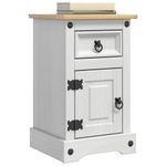 Casa si Gradina - Mobilier - Comode si corpuri - Noptiere - Noptiera cu sertar Alb 35 x 32,5 x 58 cm Lemn de pin masiv - Infinity.ro