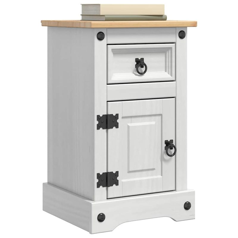 Casa si Gradina - Mobilier - Comode si corpuri - Noptiere - Noptiera cu sertar Alb 35 x 32,5 x 58 cm Lemn de pin masiv - Infinity.ro