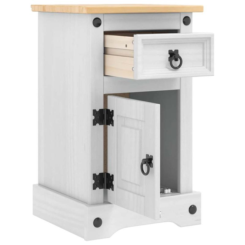 Casa si Gradina - Mobilier - Comode si corpuri - Noptiere - Noptiera cu sertar Alb 35 x 32,5 x 58 cm Lemn de pin masiv - Infinity.ro