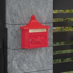 Casa si Gradina - Constructii - Depozitare, transport si protectie - Cutii postale - Cutie Postala Montata pe Perete cu usa Rosu 40,5 x 15,5 x 44 cm - Infinity.ro