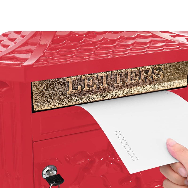 Casa si Gradina - Constructii - Depozitare, transport si protectie - Cutii postale - Cutie Postala Montata pe Perete cu usa Rosu 40,5 x 15,5 x 44 cm - Infinity.ro