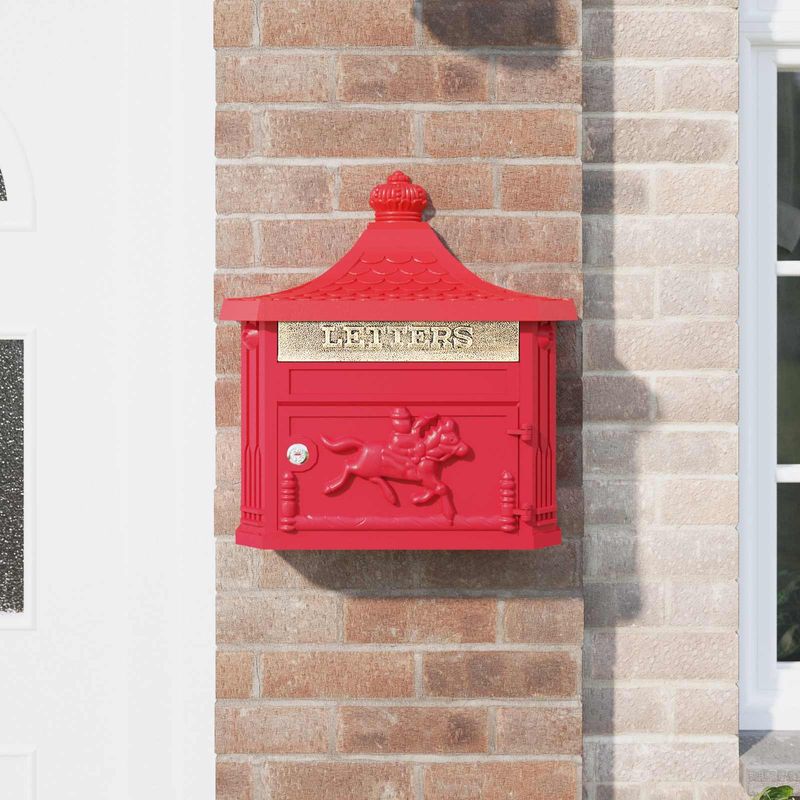 Casa si Gradina - Constructii - Depozitare, transport si protectie - Cutii postale - Cutie Postala Montata pe Perete cu usa Rosu 40,5 x 15,5 x 44 cm - Infinity.ro
