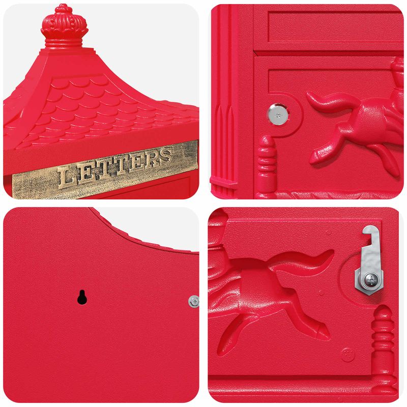 Casa si Gradina - Constructii - Depozitare, transport si protectie - Cutii postale - Cutie Postala Montata pe Perete cu usa Rosu 40,5 x 15,5 x 44 cm - Infinity.ro