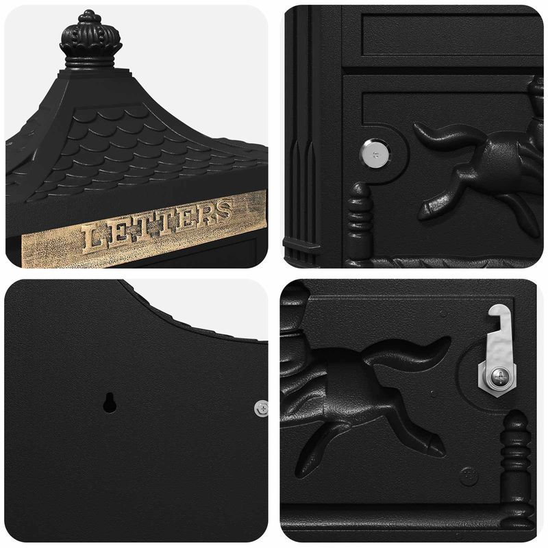 Casa si Gradina - Constructii - Depozitare, transport si protectie - Cutii postale - Cutie Postala Montata pe Perete Negru 40,5 x 15,5 x 44 cm - Infinity.ro