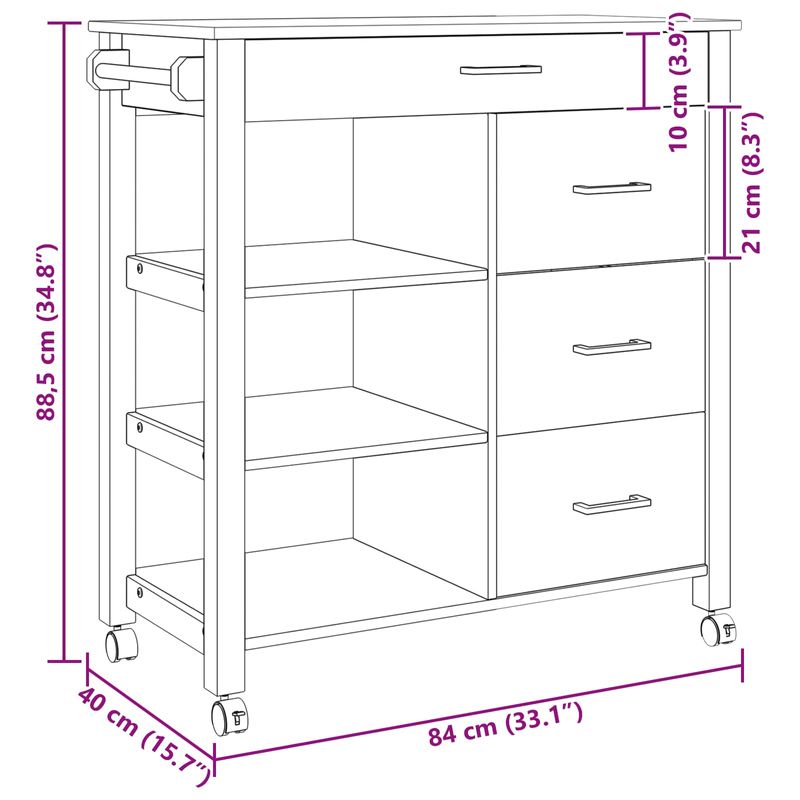 Casa si Gradina - Bucatarie si vesela - Ustensile bucatarie - Cosuri servire - Troler de Bucatarie Negru - Infinity.ro