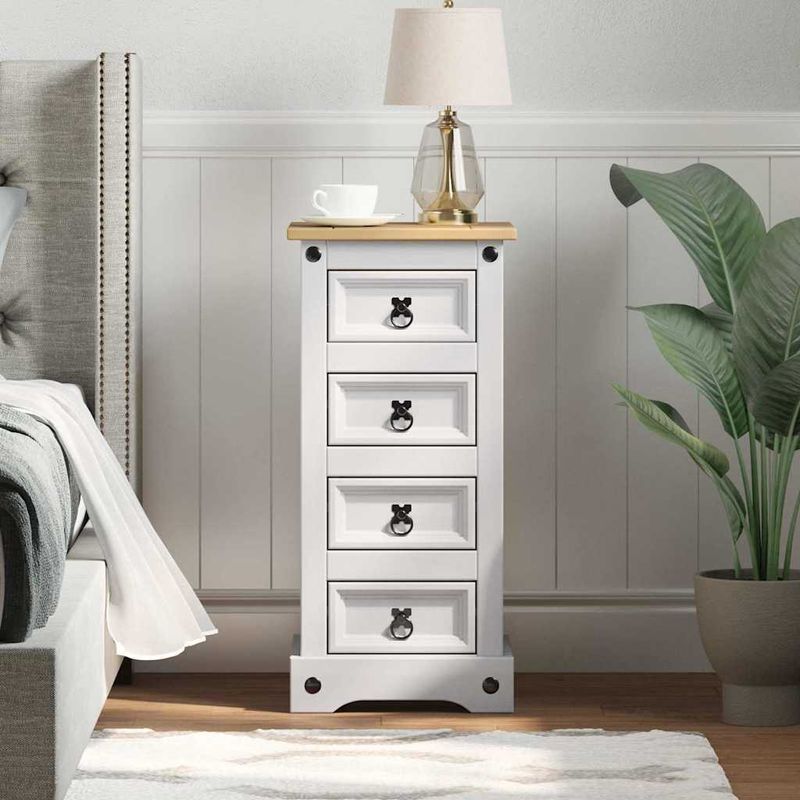 Casa si Gradina - Mobilier - Comode si corpuri - Noptiere - Noptiera cu sertar Alb 35 x 32,5 x 74 cm Lemn de pin masiv - Infinity.ro