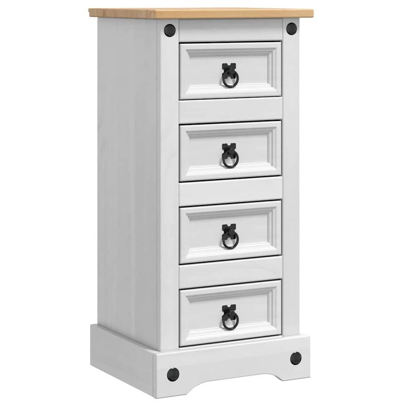 Casa si Gradina - Mobilier - Comode si corpuri - Noptiere - Noptiera cu sertar Alb 35 x 32,5 x 74 cm Lemn de pin masiv - Infinity.ro
