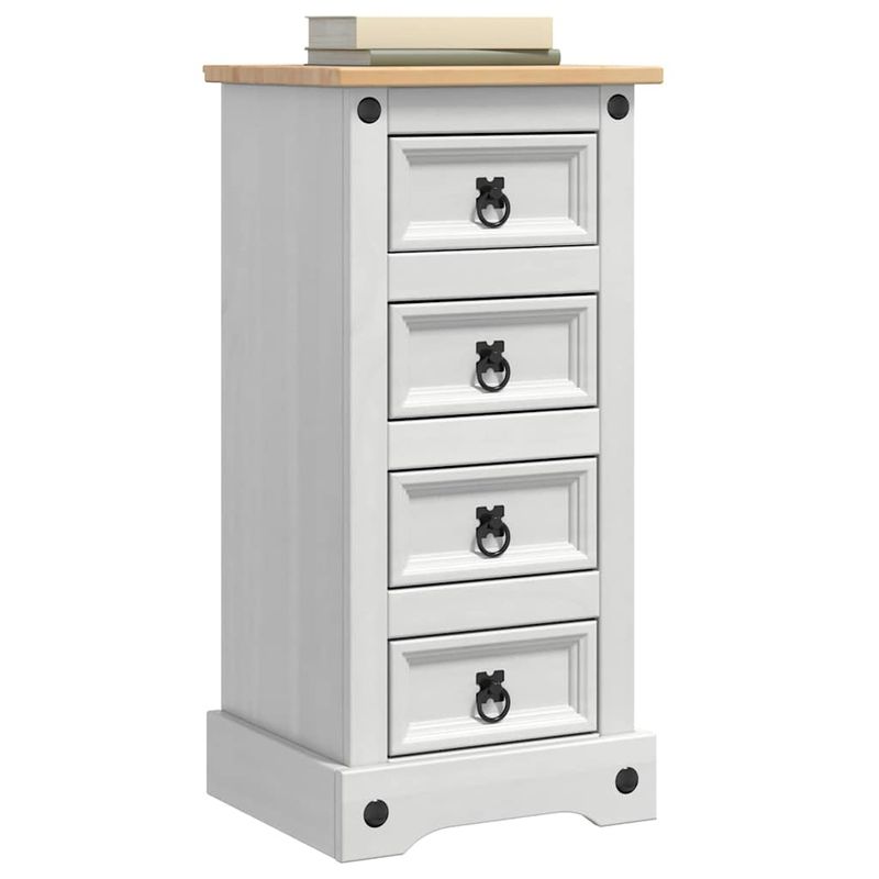 Casa si Gradina - Mobilier - Comode si corpuri - Noptiere - Noptiera cu sertar Alb 35 x 32,5 x 74 cm Lemn de pin masiv - Infinity.ro