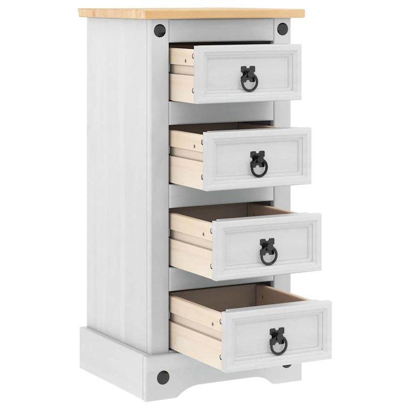 Casa si Gradina - Mobilier - Comode si corpuri - Noptiere - Noptiera cu sertar Alb 35 x 32,5 x 74 cm Lemn de pin masiv - Infinity.ro