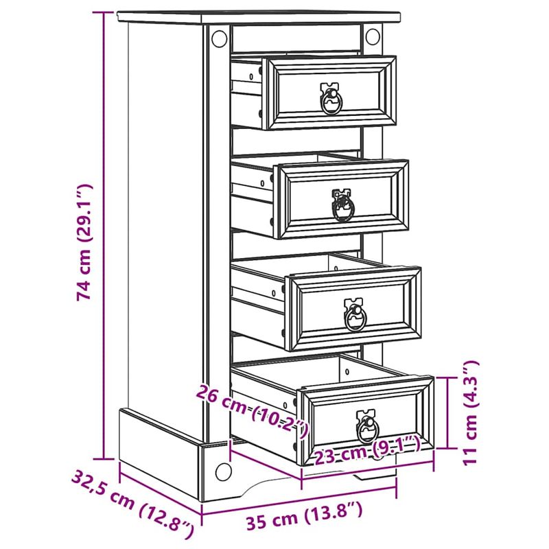 Casa si Gradina - Mobilier - Comode si corpuri - Noptiere - Noptiera cu sertar Alb 35 x 32,5 x 74 cm Lemn de pin masiv - Infinity.ro