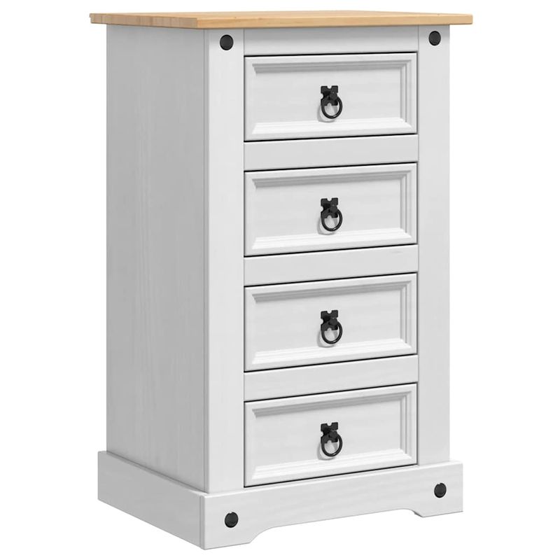 Casa si Gradina - Mobilier - Comode si corpuri - Noptiere - Noptiera cu sertar Alb 53 x 39 x 84 cm Lemn de pin masiv - Infinity.ro