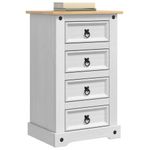 Casa si Gradina - Mobilier - Comode si corpuri - Noptiere - Noptiera cu sertar Alb 53 x 39 x 84 cm Lemn de pin masiv - Infinity.ro