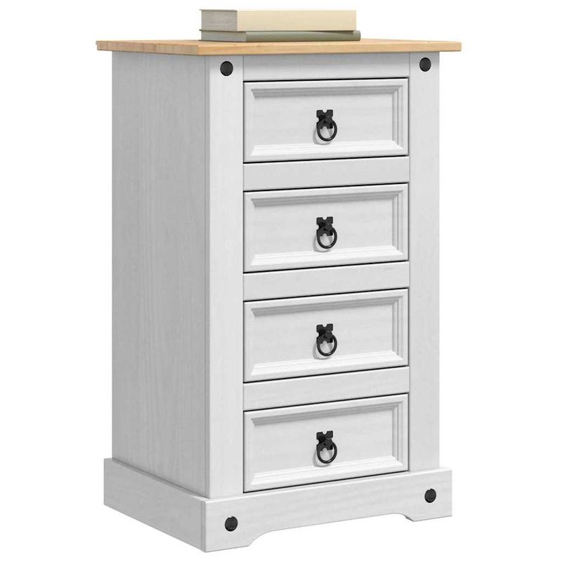Casa si Gradina - Mobilier - Comode si corpuri - Noptiere - Noptiera cu sertar Alb 53 x 39 x 84 cm Lemn de pin masiv - Infinity.ro