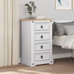 Casa si Gradina - Mobilier - Comode si corpuri - Noptiere - Noptiera cu sertar Alb 53 x 39 x 84 cm Lemn de pin masiv - Infinity.ro