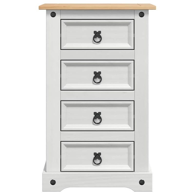 Casa si Gradina - Mobilier - Comode si corpuri - Noptiere - Noptiera cu sertar Alb 53 x 39 x 84 cm Lemn de pin masiv - Infinity.ro