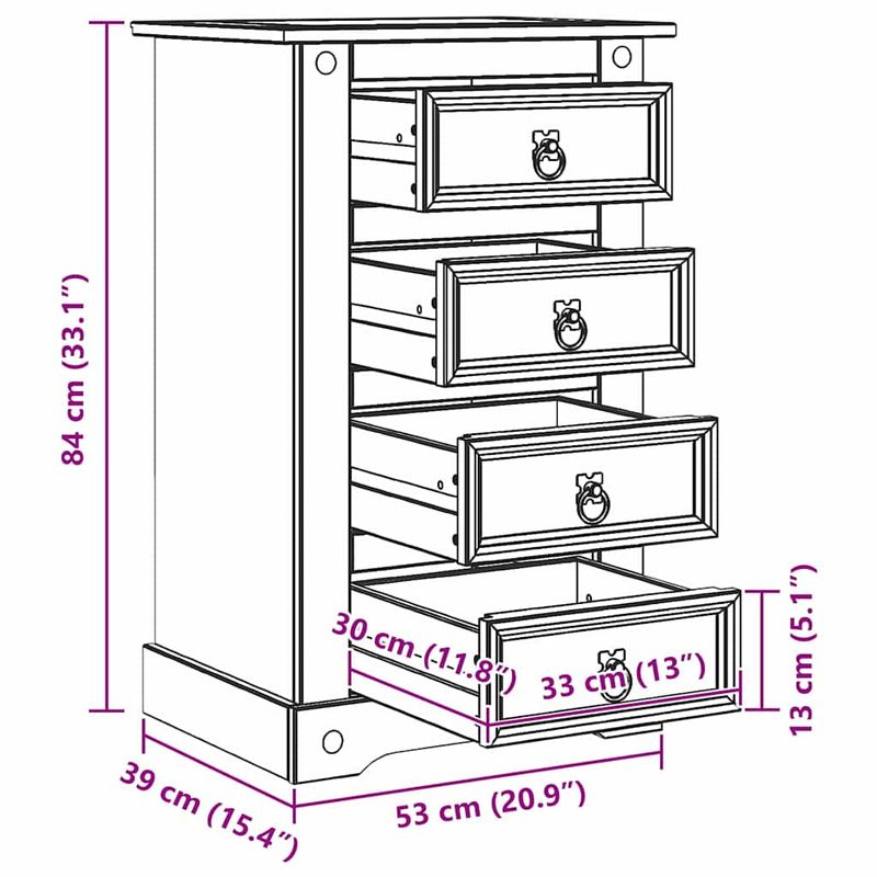 Casa si Gradina - Mobilier - Comode si corpuri - Noptiere - Noptiera cu sertar Alb 53 x 39 x 84 cm Lemn de pin masiv - Infinity.ro