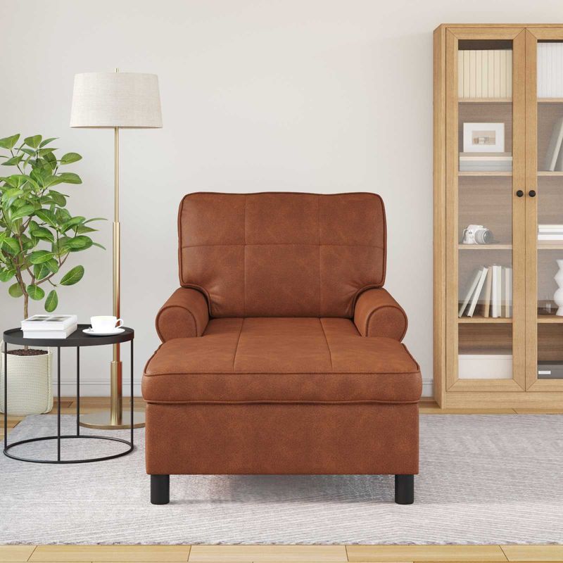 Casa si Gradina - Mobilier - Scaune si fotolii - Fotolii - Sezlong de relaxare cu perna Maro 91 x 157 x 91 cm PU antic - Infinity.ro