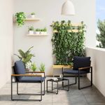 Casa si Gradina - Gradina si terasa - Mobilier exterior - Seturi mobila gradina - Seturi de mobilier cu perna 3 pcs Gri si albastru marin Ratan - Infinity.ro