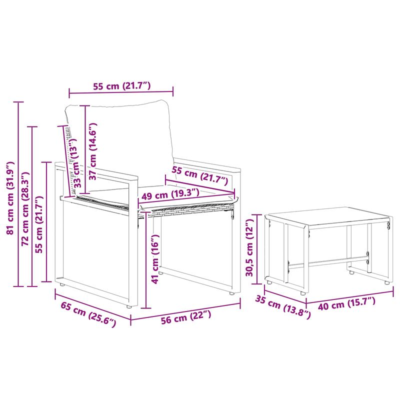 Casa si Gradina - Gradina si terasa - Mobilier exterior - Seturi mobila gradina - Seturi de mobilier cu perna 3 pcs Gri si albastru marin Ratan - Infinity.ro